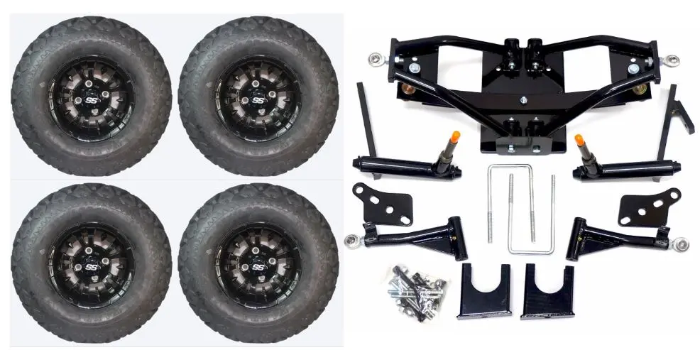 Lift Kit Combo With 10" Vampire Black For Club Car Ds Golf Carts 2004+ 1