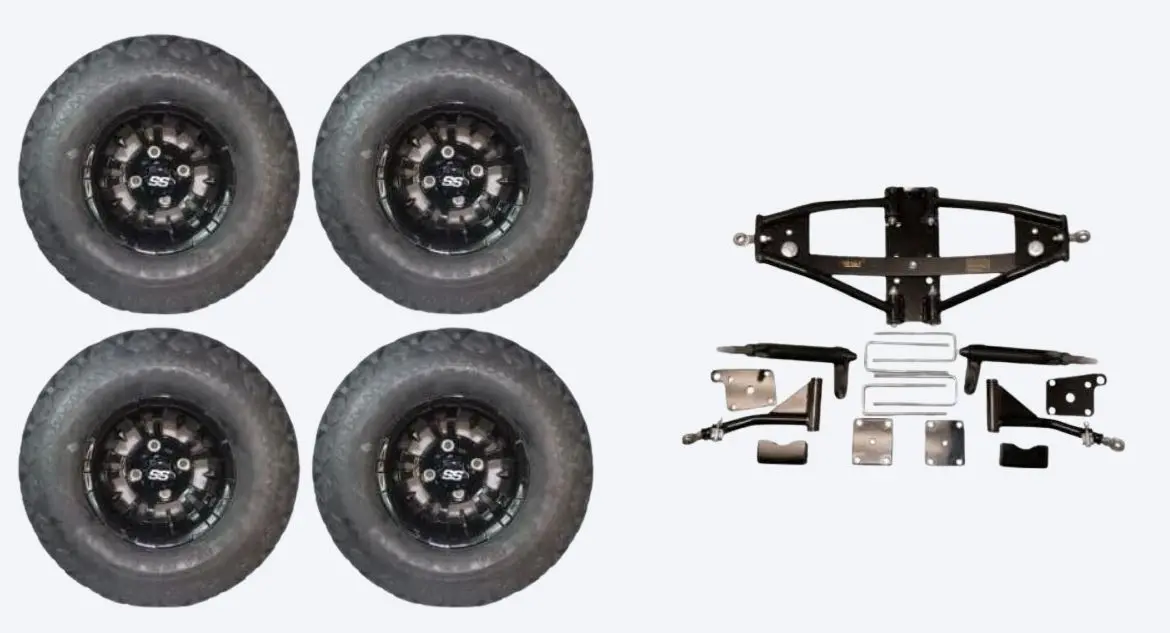 Lift Kit Combo For Club Car Precedent Golf Carts With 10" Vampire Black 1