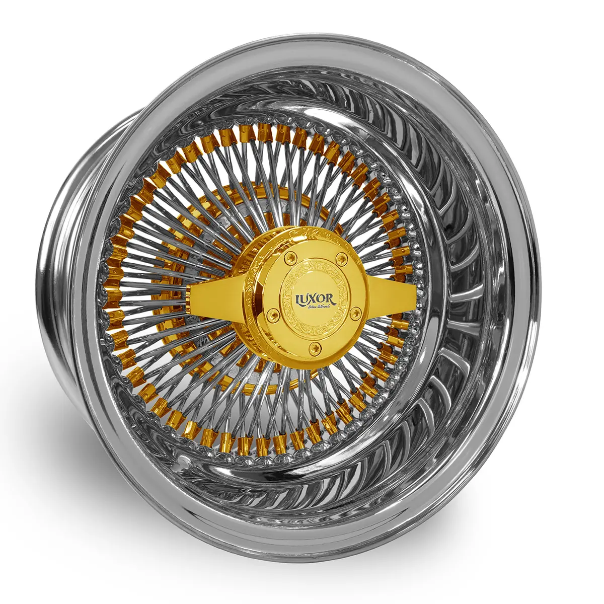 4Pc Set 14X7 100 Spoke Straight Reverse Triple Gold Showtime 1