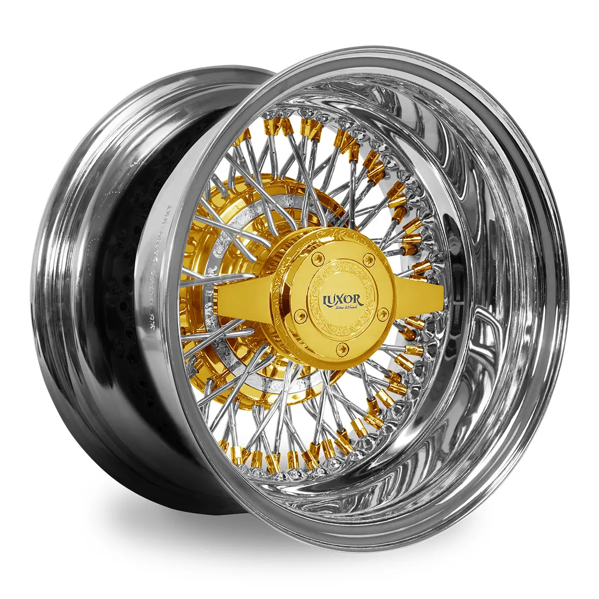 4Pc Set 14X7 72 Spoke Cross Reverse Triple Gold Showtime 1