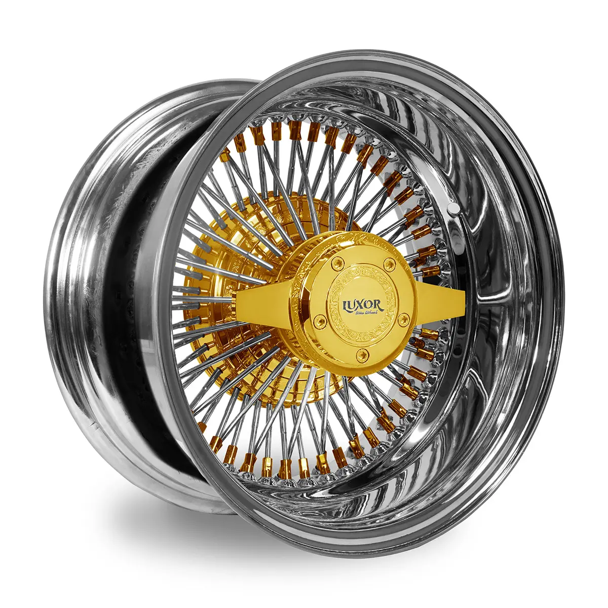 4Pc Set 14X7 72 Spoke Straight Reverse Triple Gold Showtime 1