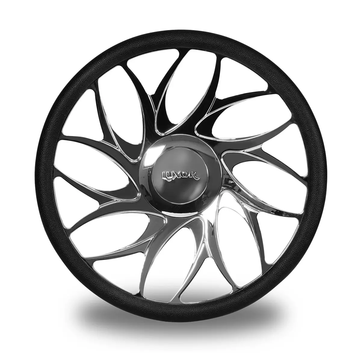 [Sale] 15" Forged Billet Chrome Sunshine Steering Wheel With Black Wrap 1