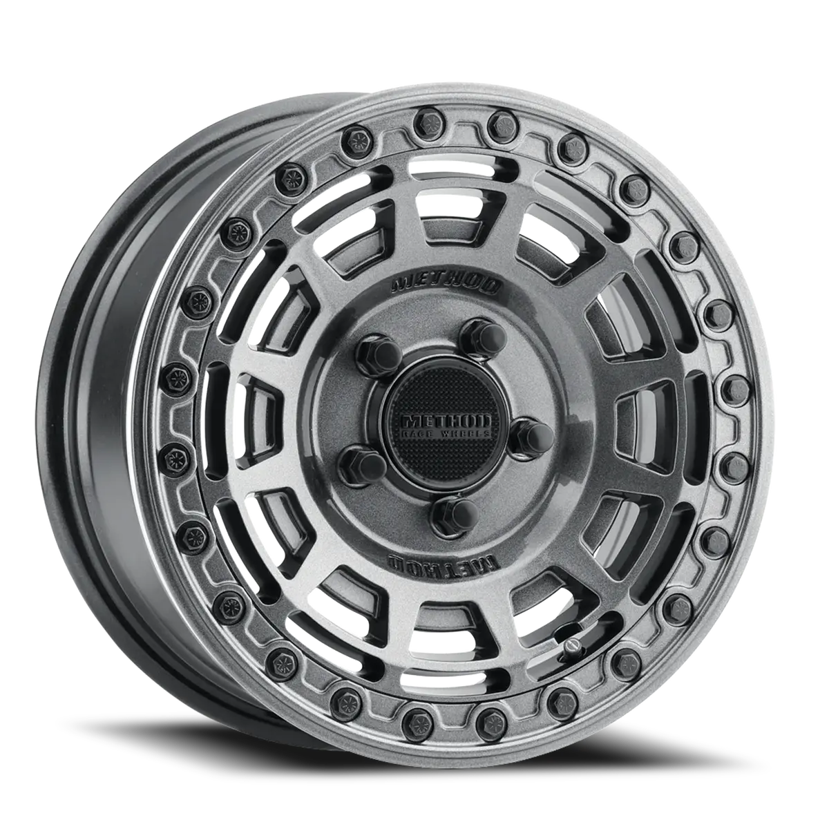Method 15X7 Mr415 Beadlock Utv Bolt Pattern 5 On 114.3 Offset 38 Lip Size 0 Graphite Gy Gloss Graphite Ring Aluminum Wheel 1