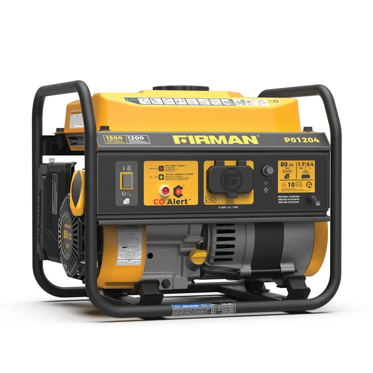 Gas Portable Generator 1500W Recoil Start With Co Alert 1