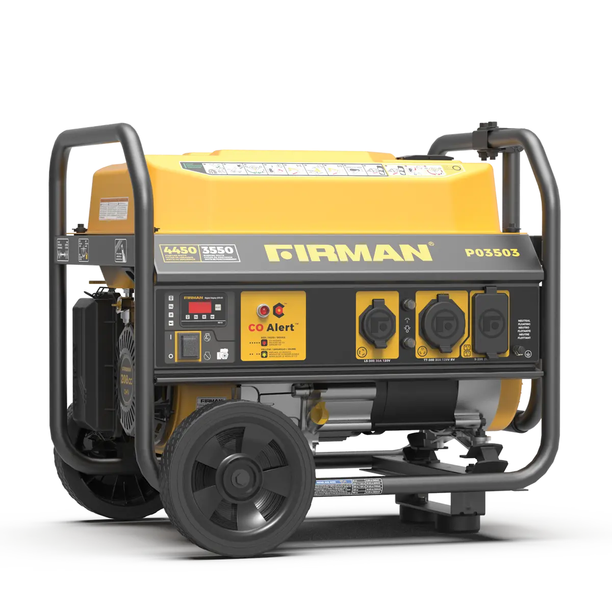 Gas Portable Generator 4450W Recoil Start 120V With Co Alert 1