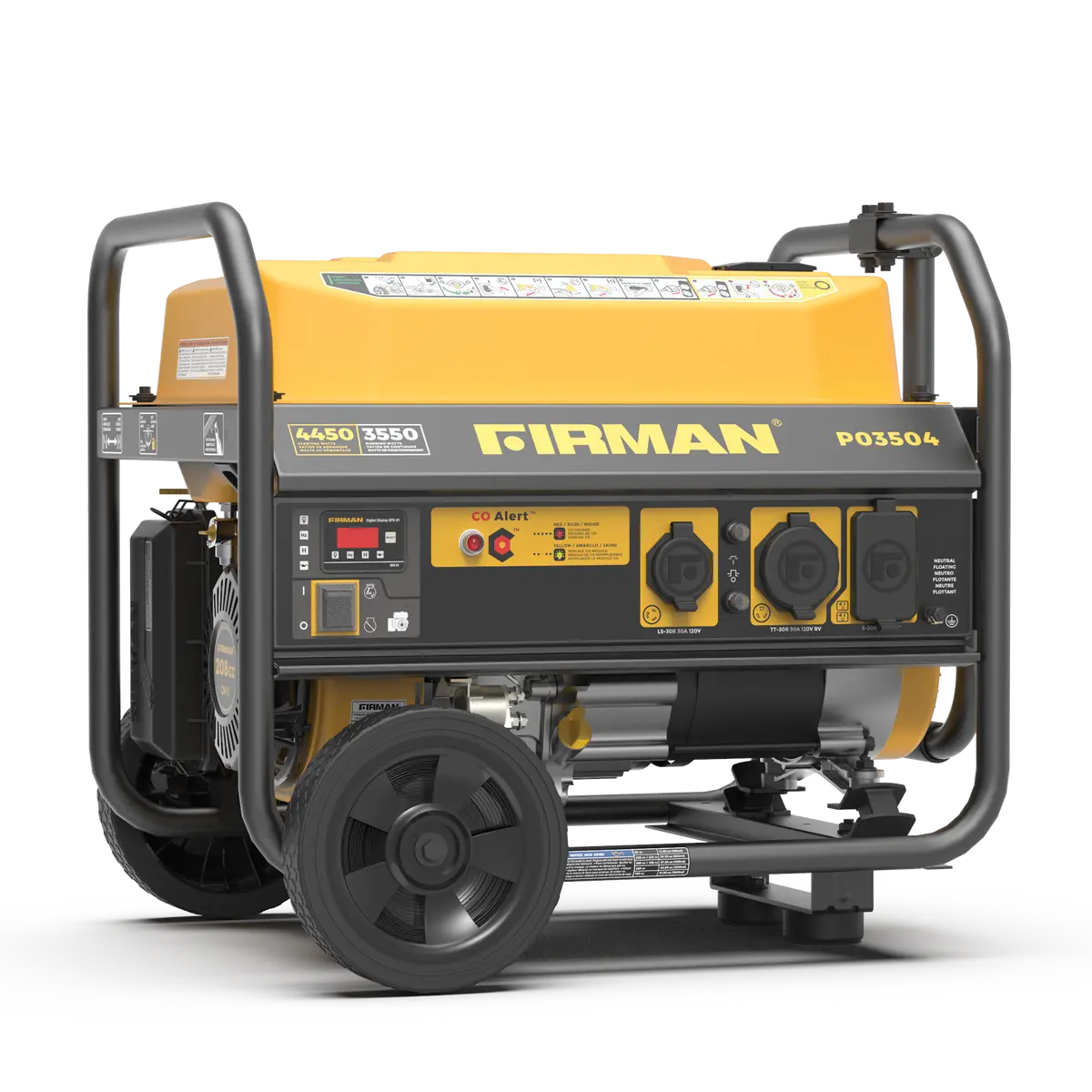 Gas Portable Generator 4450W Recoil Start 120V With Co Alert 1