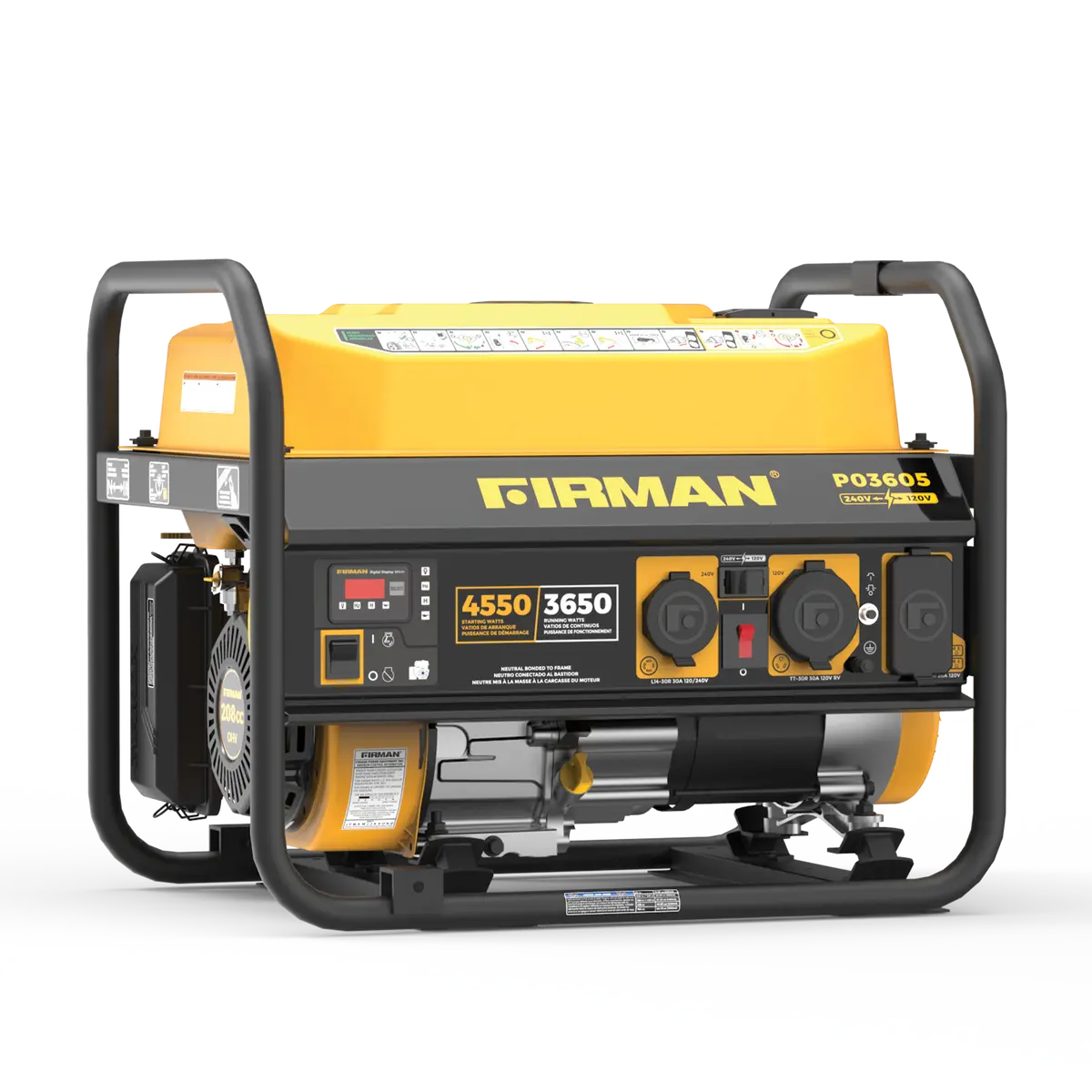 Gas Portable Generator 4550W Recoil Start 120/240V 1