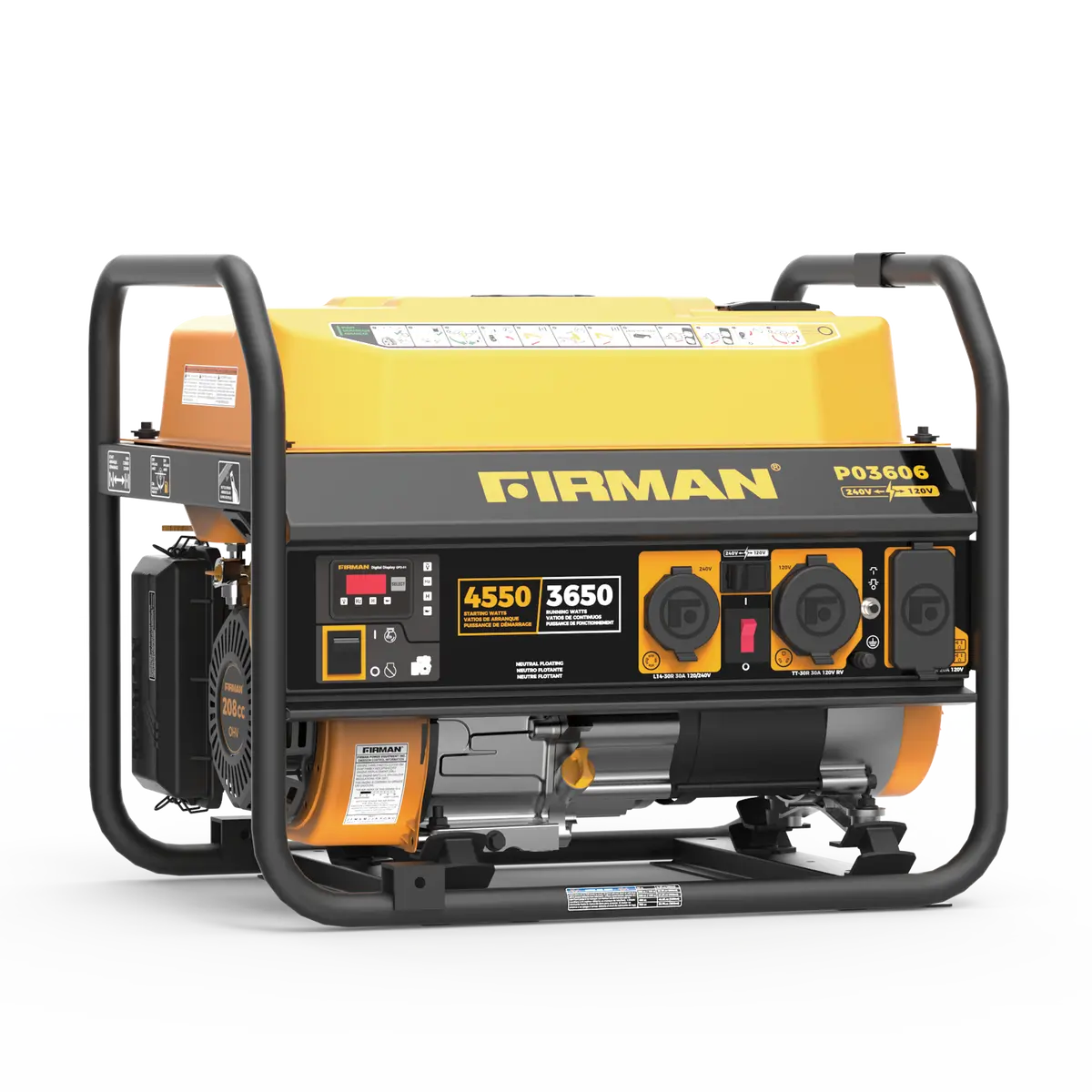 Gas Portable Generator 4550W Recoil Start 120/240V 1