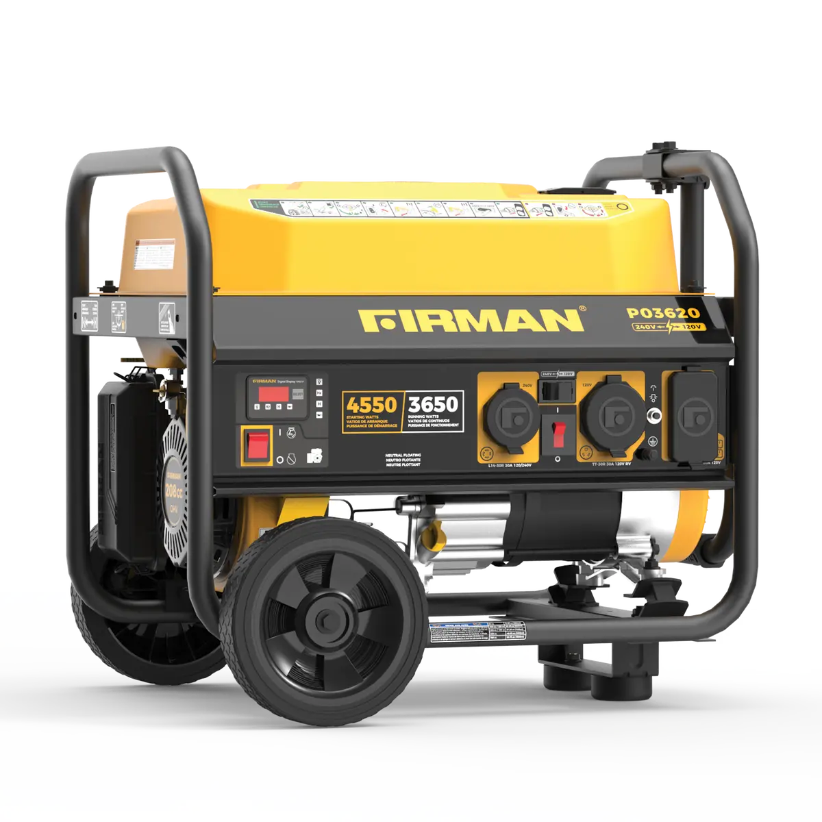 Gas Portable Generator 4550W Recoil Start 120/240V 1