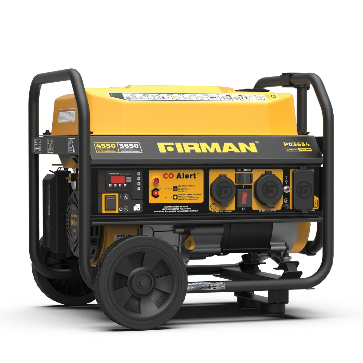 Gas Portable Generator 4550W Recoil Start 120/240V With Co Alert 1