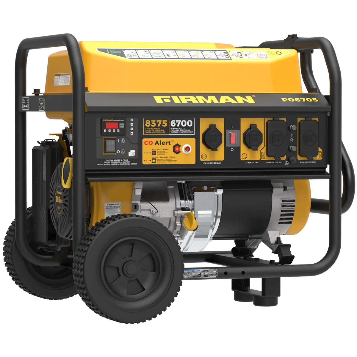 Gas Portable Generator 8375W Recoil Start 120/240V With Co Alert 1
