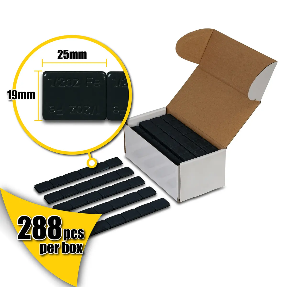 Wheel Weights Black 1/2Oz 0.50Oz 288Pcs 1