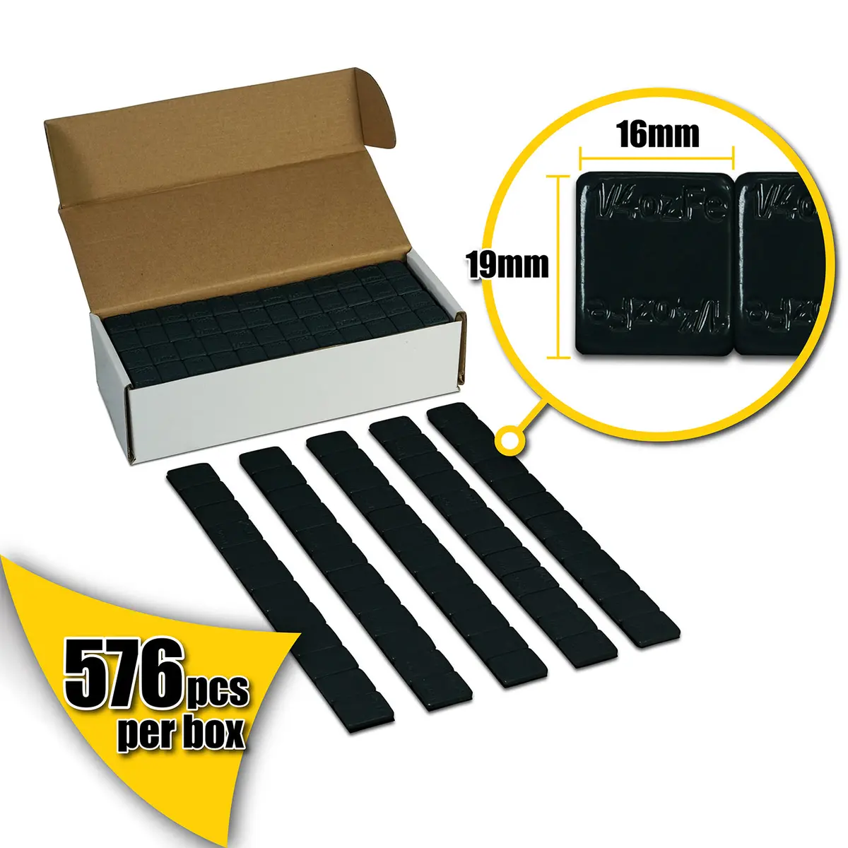 Wheel Weights Black 1/4Oz 0.25Oz 576Pcs 1