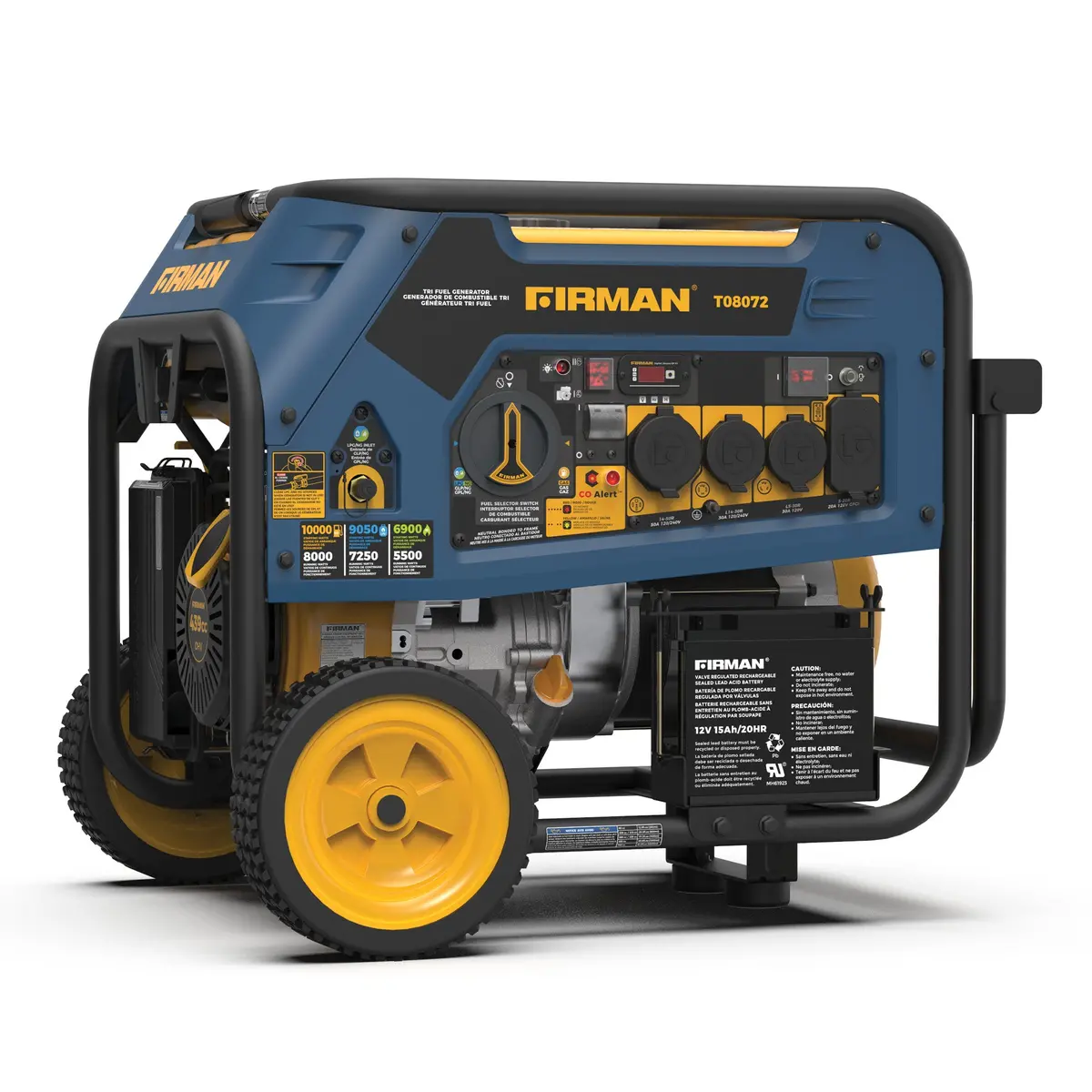 Tri Fuel 8000W Portable Generator Electric Start 120/240V With Co Alert 1