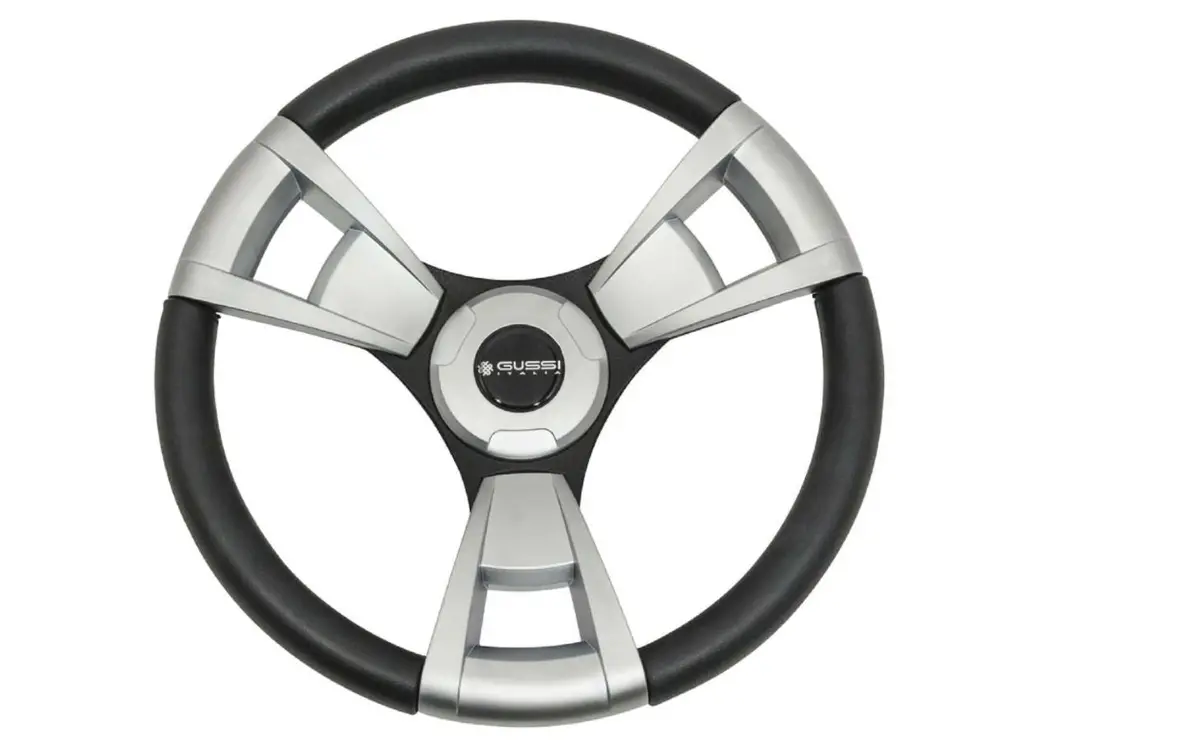 Gussi Brushed Aluminum & Black Steering Wheel For Club Car Ds Golf Carts 1982+ 1