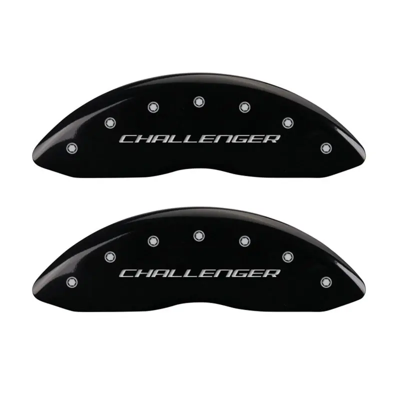 Mgp Engraved 4-Piston Caliper Covers – Front & Rear, Block/Challenger Fitment, Black Base With Silver Accents 1