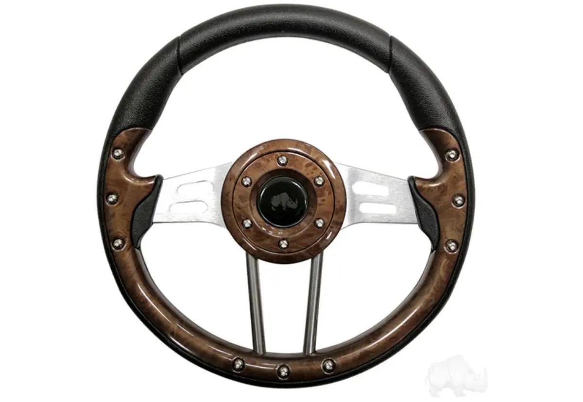 Golf Cart Steering Wheel- Woodgrain Grip 13" Diameter 1