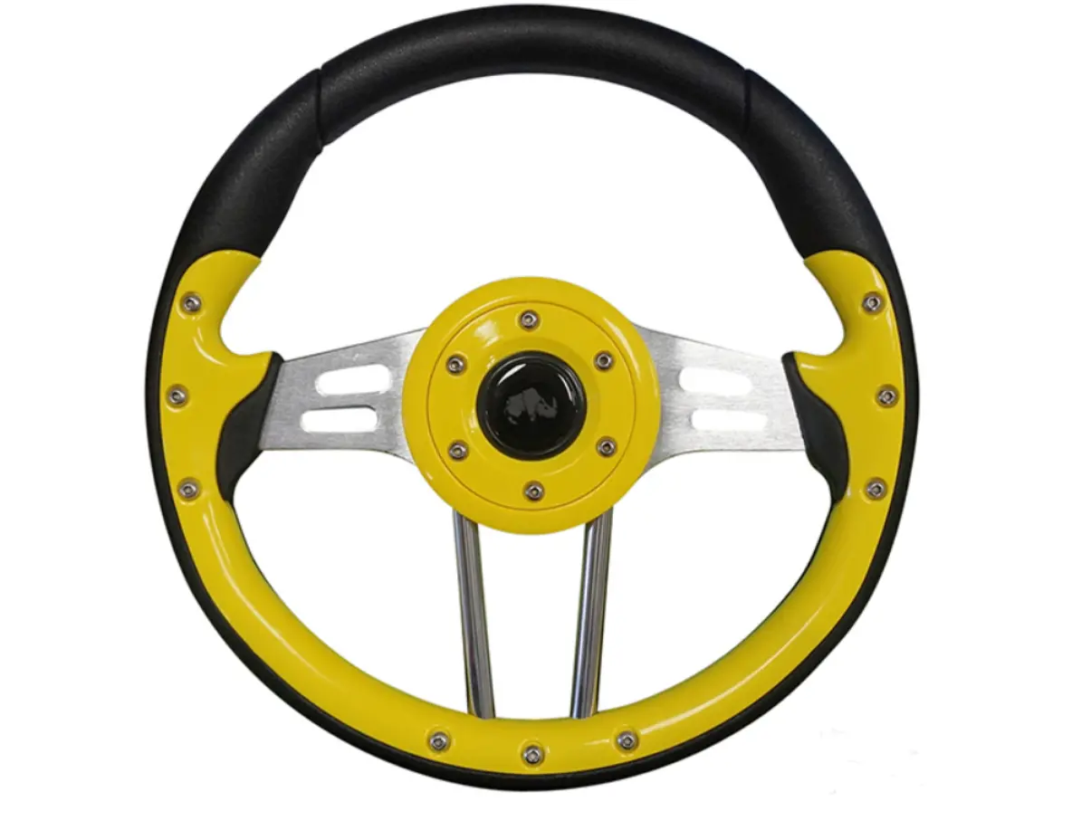 Golf Cart Steering Wheel- Yellow Grip/ Black Spokes 13" Diameter 1