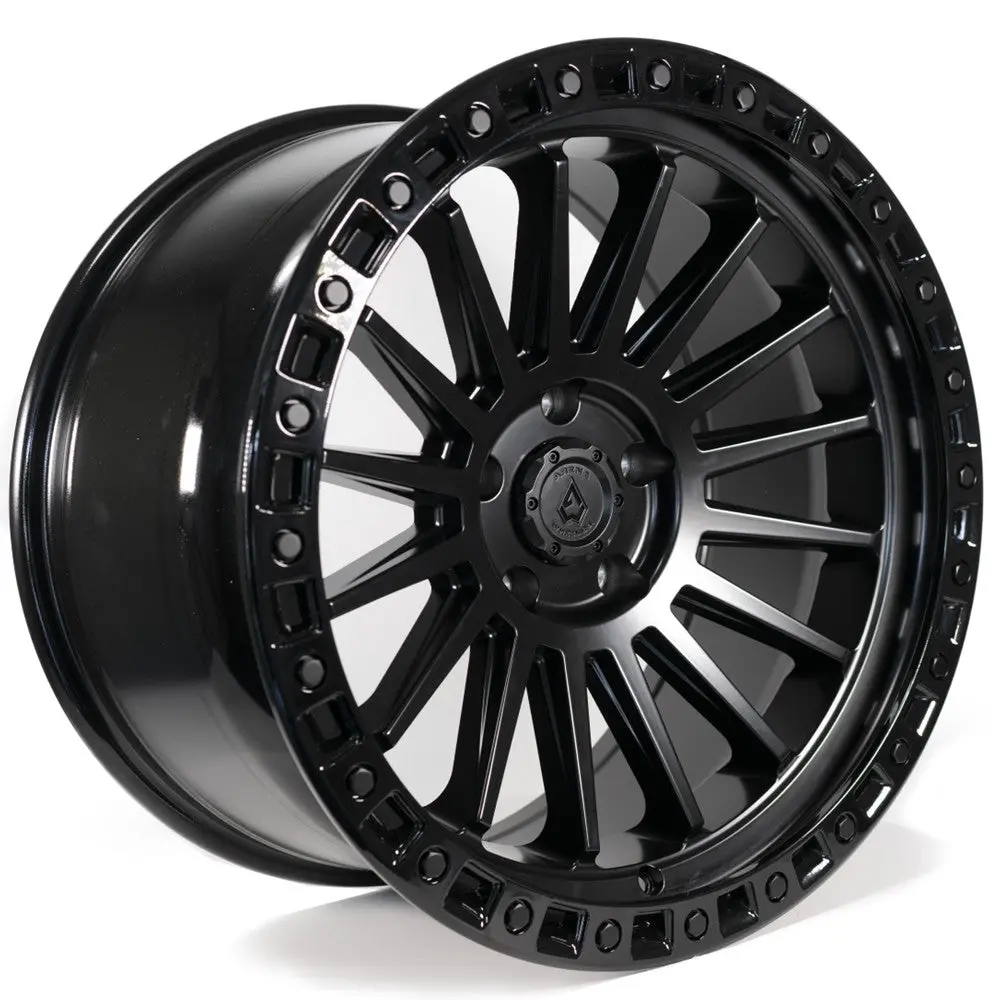 17X9 Arena A101 Mesa Satin Black Center Glossy Black Lip Wheel 5X5 (-12Mm) 1