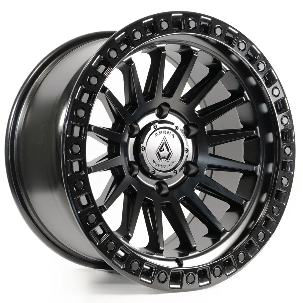 17X9 Arena A101 Mesa Satin Black Center Glossy Black Lip Wheel 6X5.5 (-12Mm) 1