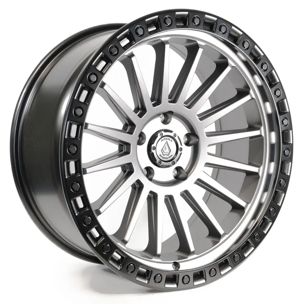 17X9 Arena A101 Mesa Satin Gunmetal Center Satin Black Lip Wheel 5X5 (0Mm) 1