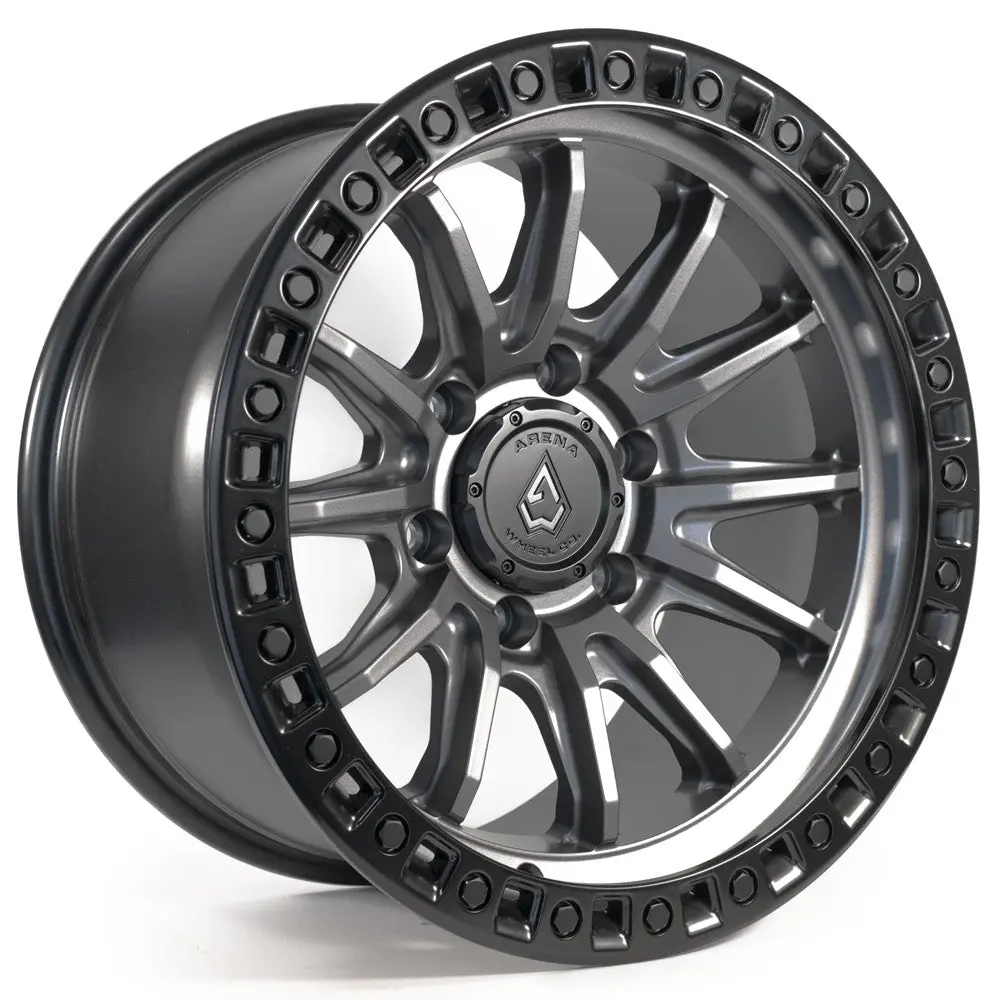 20X9 Arena A103 Mission Satin Gunmetal Center Satin Black Lip Wheel 6X5.5 (20Mm) 1