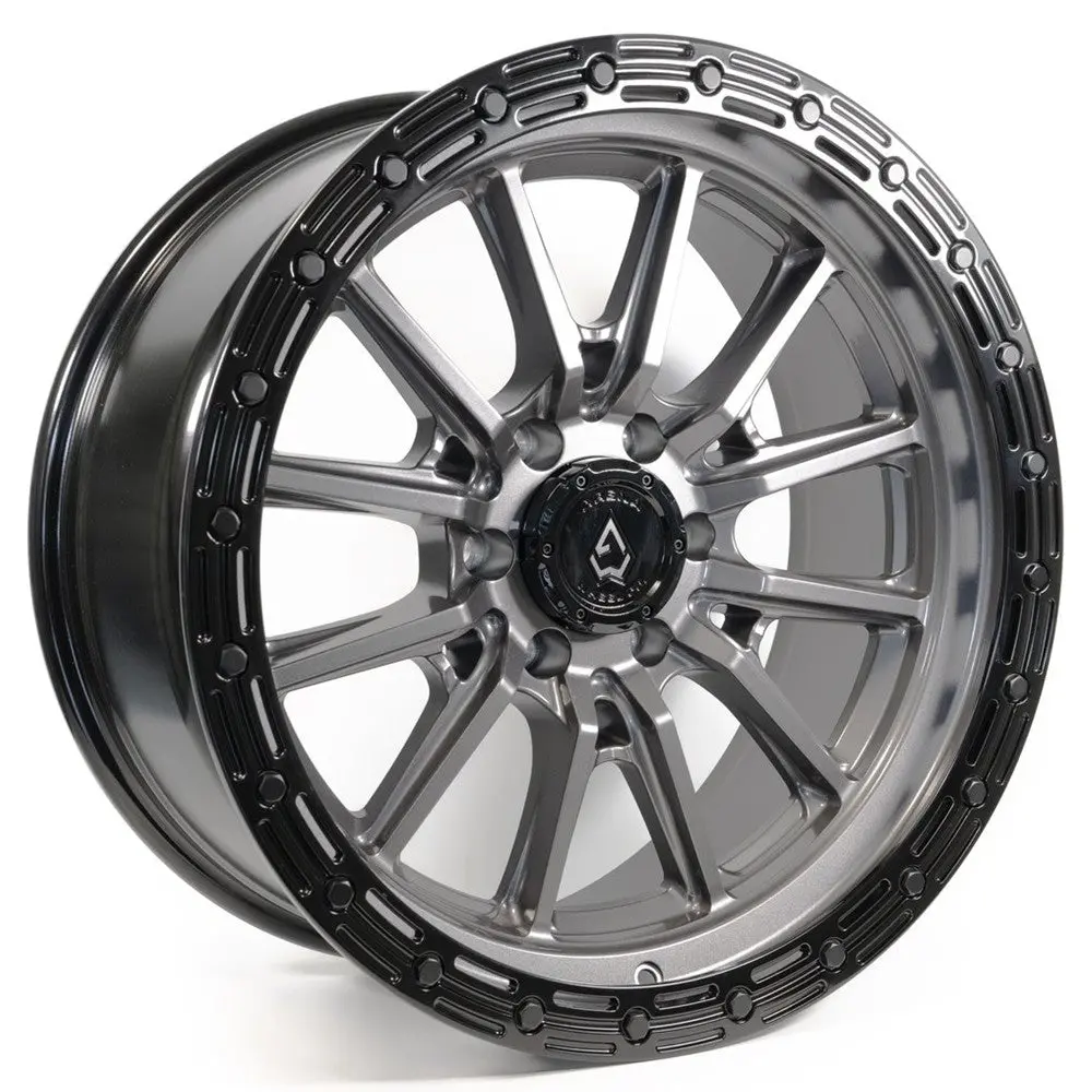 20X9 Arena A106 Trek Glossy Gunmetal Center Glossy Black Lip Wheel 6X5.5 (0Mm) 1