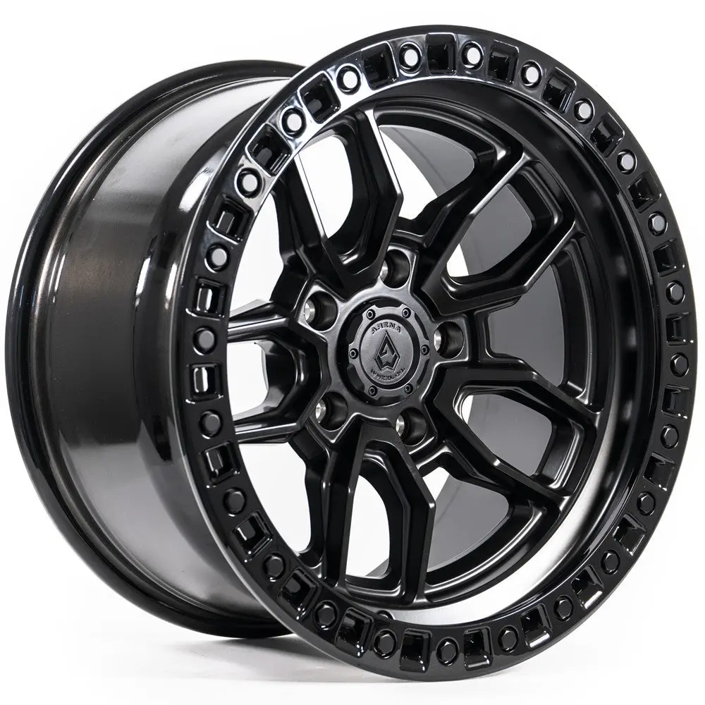 17X9 Arena A109 Hustle Satin Black Center Glossy Black Lip Wheel 5X5 (-12Mm) 1