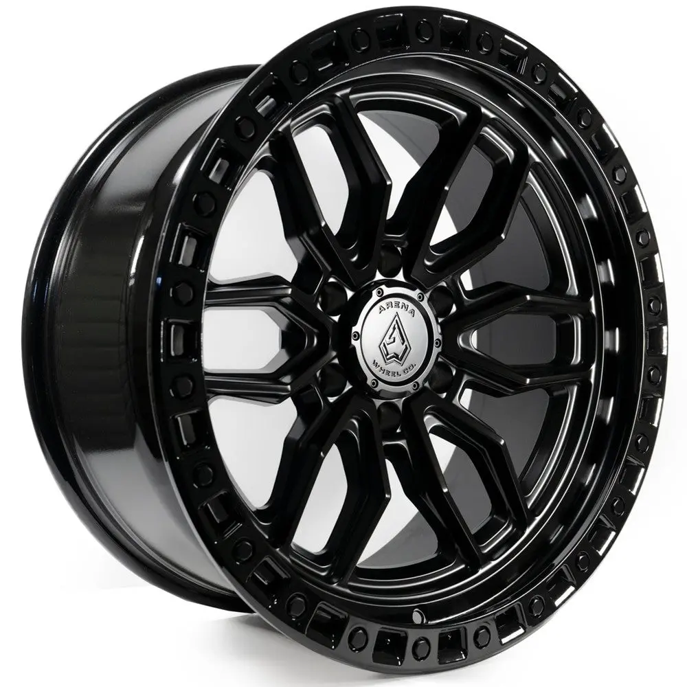 20X10 Arena A109 Hustle Satin Black Center Glossy Black Lip Wheel 6X5.5 (-18Mm) 1