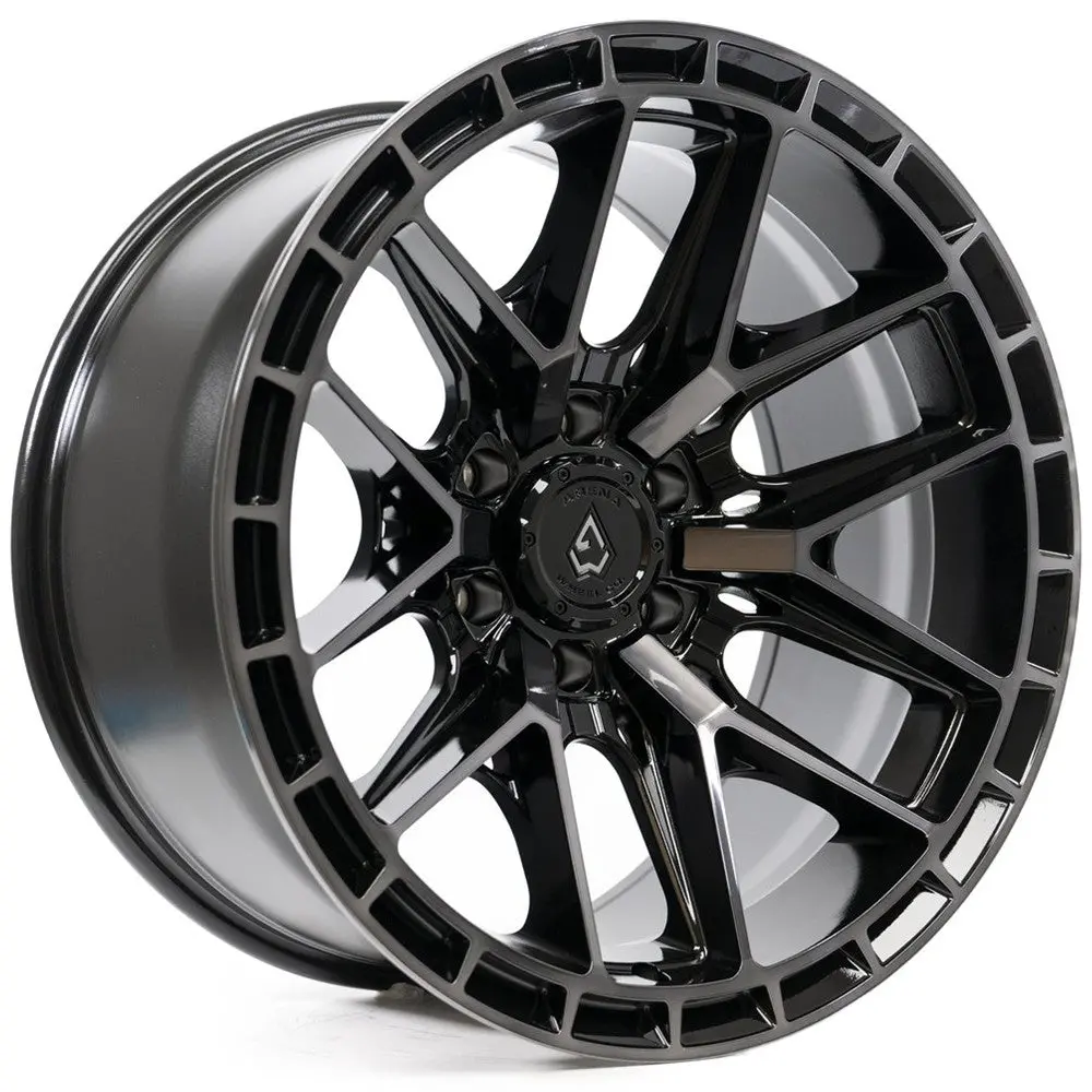 20X12 Arena A114 Battle Glossy Black Machined Ddt Face Lip Wheel 6X5.5 (-44Mm) 1