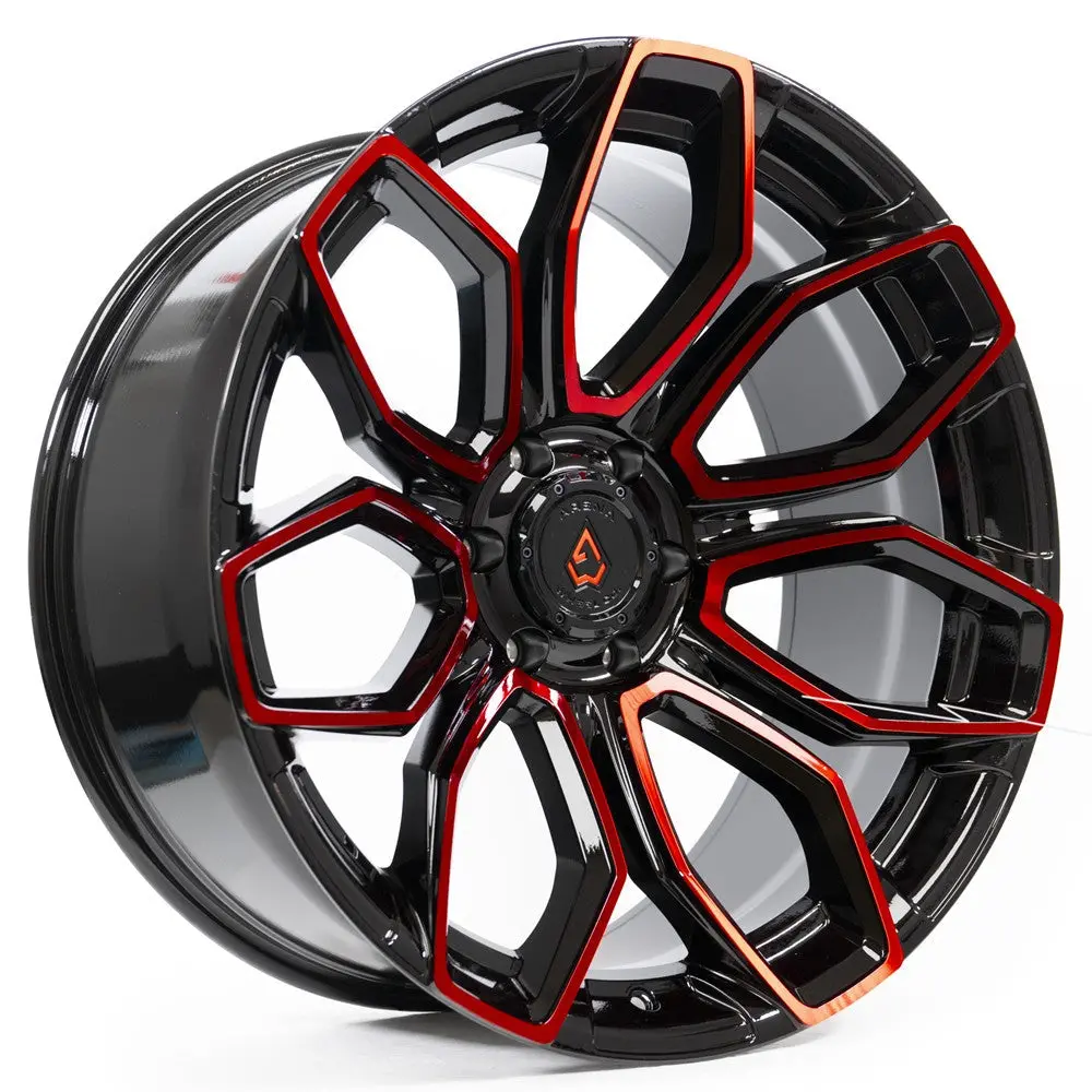 20X10 Arena A116 Cobra Glossy Black Machine  Red Tint Wheel 6X135 (-18Mm) 1
