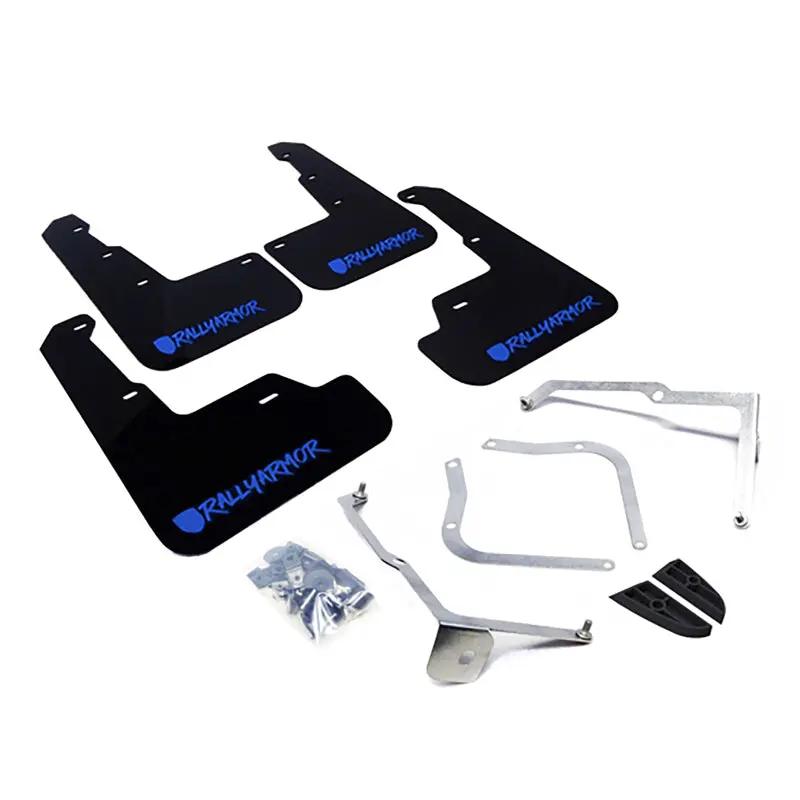 Rally Armor Ur Black Mud Flaps For 2015+ Subaru Wrx & Sti Sedans – Blue Logo, Custom Typography 1