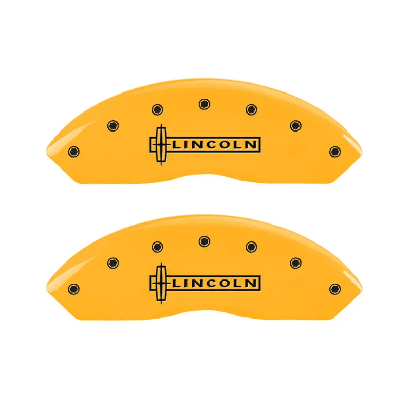 Mgp Engraved 4-Piston Caliper Covers For Lincoln Ls (2005) – Yellow Finish, Black Charcoal Accents 1