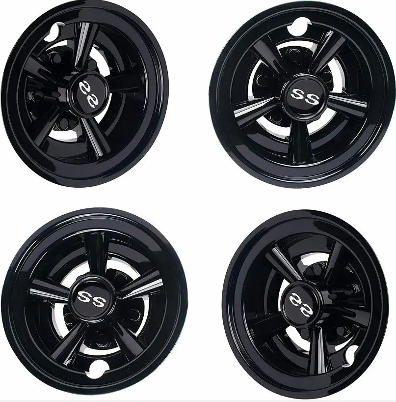 8" Ss Black Wheel Covers- Ezgo, Club Car, Yamaha Golf Carts- Universal 1