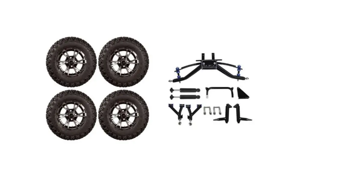Lift Kit Combo With 12" Flash Wheels & Tires For Yamaha Drive/G29 Golf Carts 1
