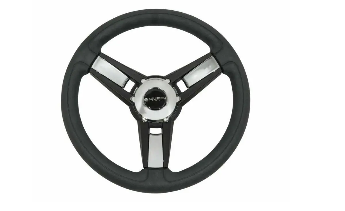 Gussi Model Black & Chrome Steering Wheel For Yamaha G16- Drive Ii Golf Carts 1