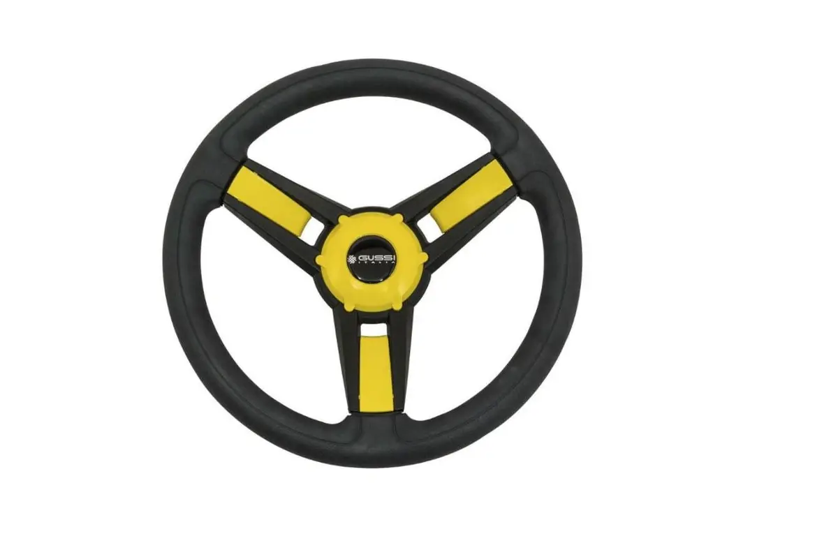 Gussi Model Black & Yellow Steering Wheel For Yamaha G16- Drive Ii Golf Carts 1