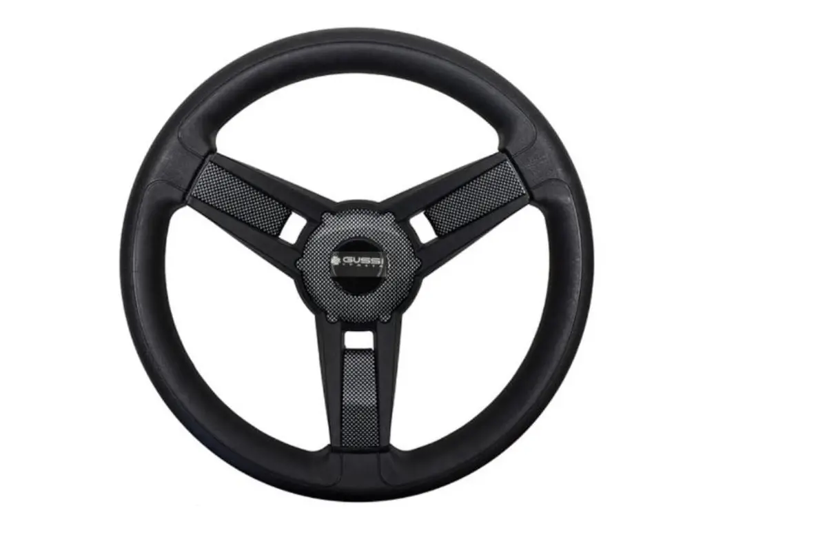 Gussi Model 13 Black/Carbon Fiber Steering Wheel For Ezgo & Star Golf Carts 1