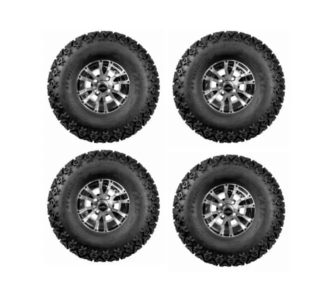 Set Of Wolverine 10" Golf Cart Wheels & All Terrain Tires- 22X11-10 1