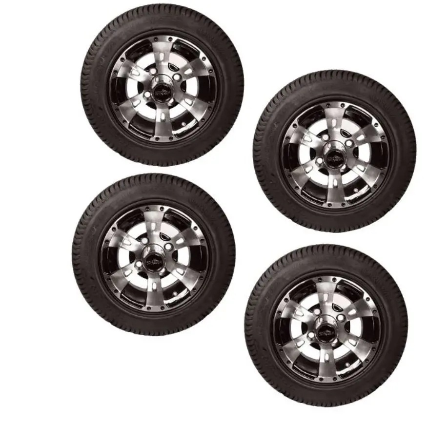 Colossus 10" Machined Face Golf Cart Wheels & Tires- Set Of 4 1