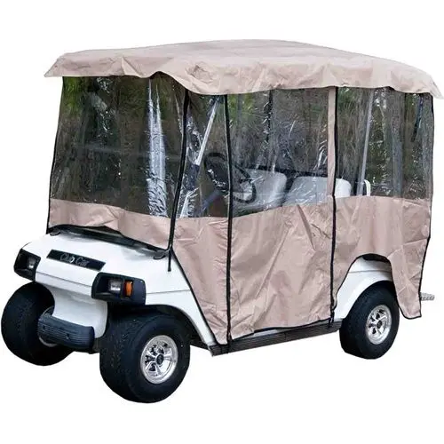 Universal Tan 4 Passenger Vinyl Enclosure Cover For Golf Carts With 80" Top 1