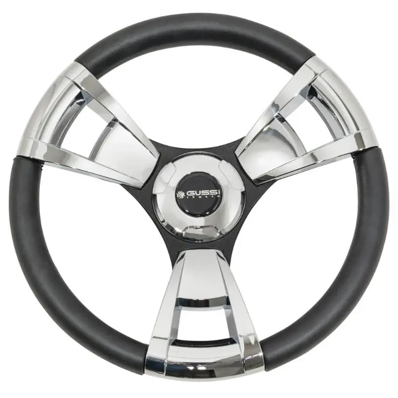 Gussi Model 13 Black/Chrome Steering Wheel For Ezgo & Star Golf Carts 1