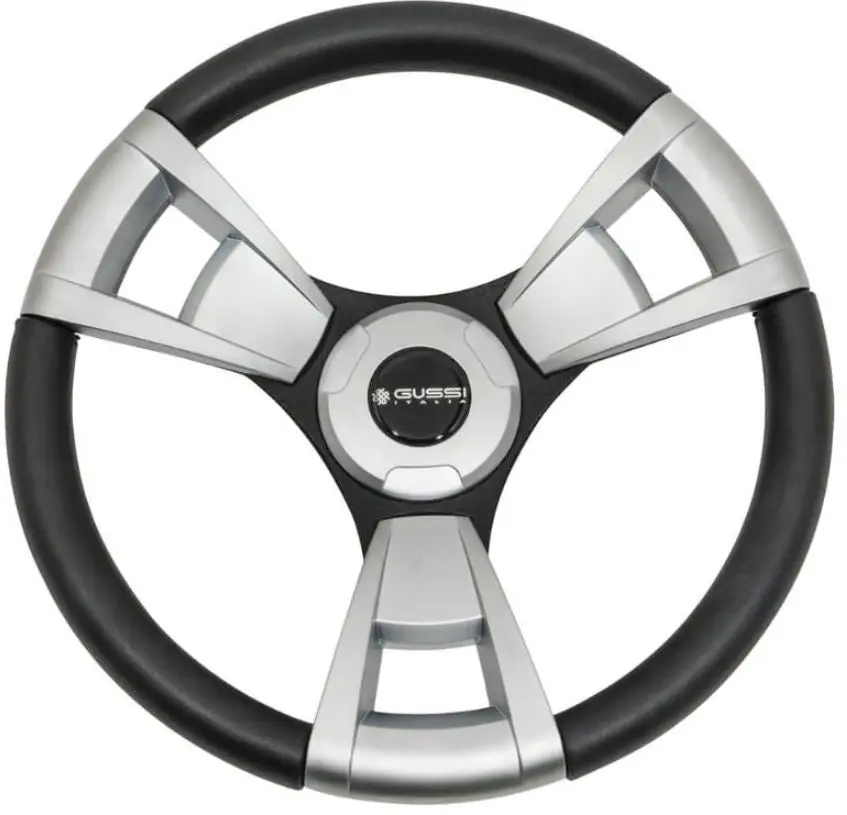 Gussi Black/Brushed Aluminum Steering Wheel For Ezgo & Star Golf Carts 1