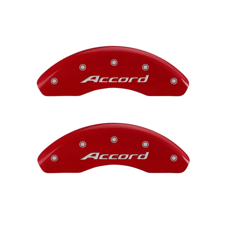 Mgp Engraved Caliper Covers – Front & Rear Set For Honda Accord, Red Finish With Silver Trim 1