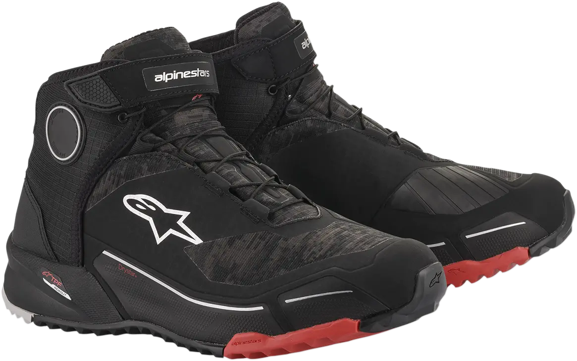 Alpinestars Cr-X Drystar Motorcycle Shoes – Black Camo With Red Accents (Us Size 11) 1