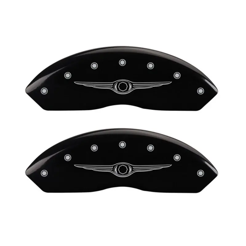 Mgp Engraved Front & Rear Brake Caliper Covers For Chrysler – Black With Silver Accents 1