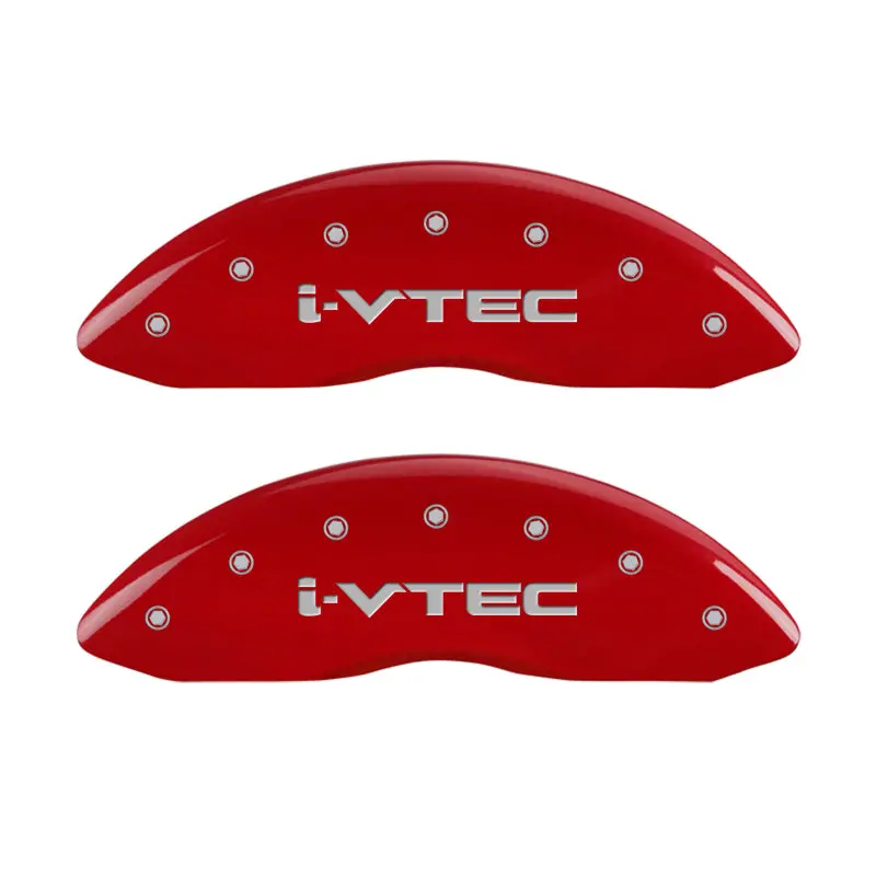 Mgp Engraved 4-Piece Caliper Cover Set For Honda I-Vtec Vehicles – Red Finish With Silver Accent Trim 1