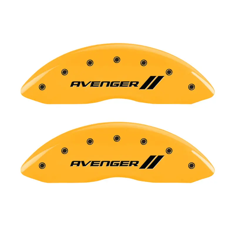 Mgp Striped Caliper Cover Set – Front & Rear, Avenger Yellow Finish With Black Engraving 1