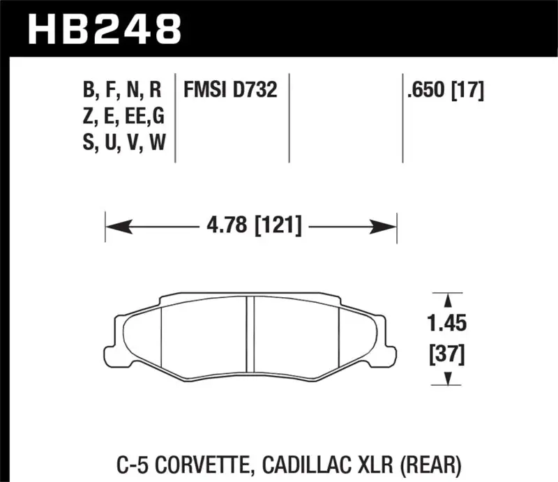 Hawk Hp+ Street Rear Brake Pads For 1997–2006 Chevrolet Corvette (Including C5 Z06) 1