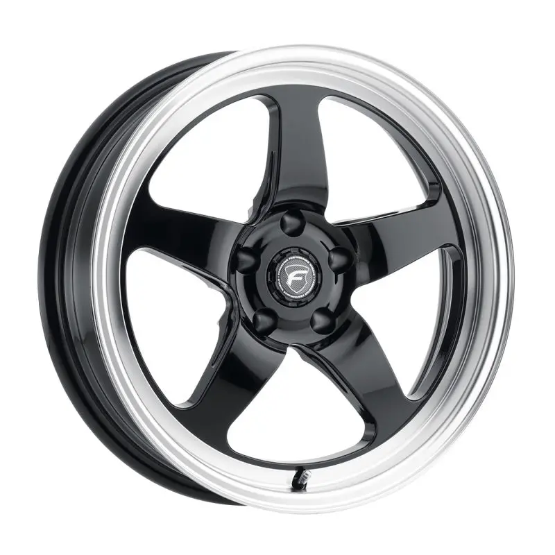 Forgestar F091 18X5.0 D5 Drag 5X120 Et-23 Bs2.125 Gloss Black W/ Machine Lip 78.1 1